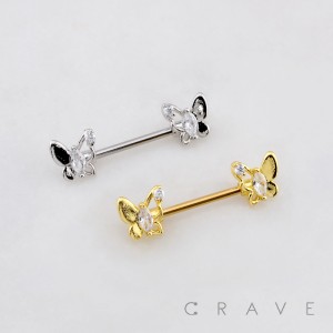 MARQUISE BUTTERFLY CZ 316L SURGICAL STEEL NIPPLE RING